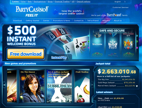 Party casino home page